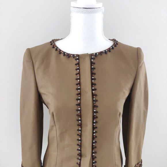 Authentic Alberta Ferretti Silk-Cotton Embellished Blazer-BNWT Sz2 80s 9… - Picture 5 of 11